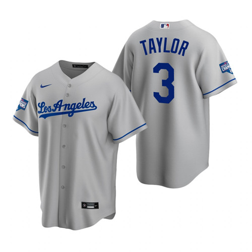 Los Angeles Dodgers 3 Chris Taylor Gray 2020 World Series Champions Road Replica Jersey