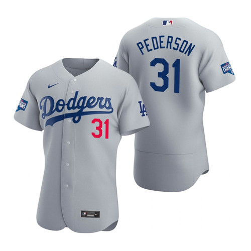 Los Angeles Dodgers 31 Joc Pederson Gray 2020 World Series Champions Authentic Jersey