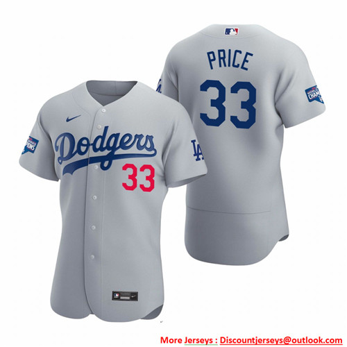 Los Angeles Dodgers 33 David Price Gray 2020 World Series Champions Authentic Jersey