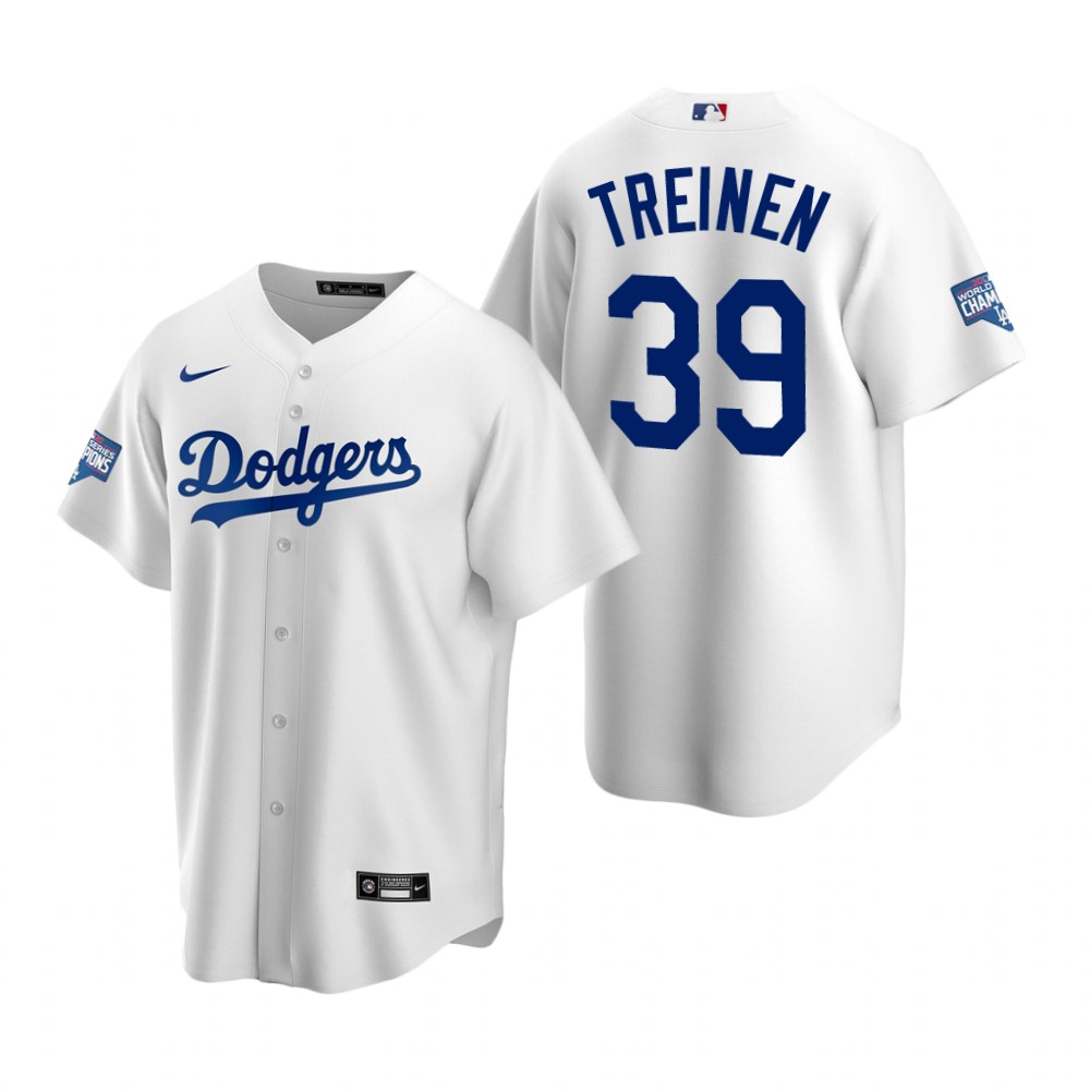 Los Angeles Dodgers 39 Blake Treinen White 2020 World Series Champions Replica Jersey