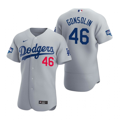 Los Angeles Dodgers 46 Tony Gonsolin Gray 2020 World Series Champions Authentic Jersey