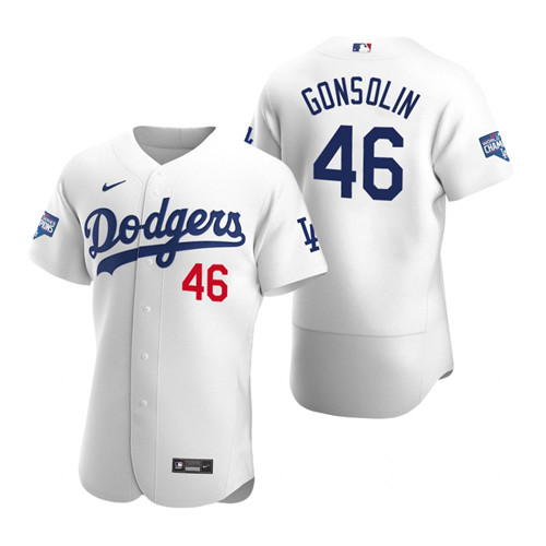 Los Angeles Dodgers 46 Tony Gonsolin White 2020 World Series Champions Authentic Jersey