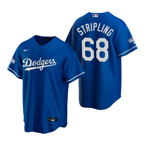 Los Angeles Dodgers 68 Ross Stripling Royal 2020 World Series Champions Replica Jersey