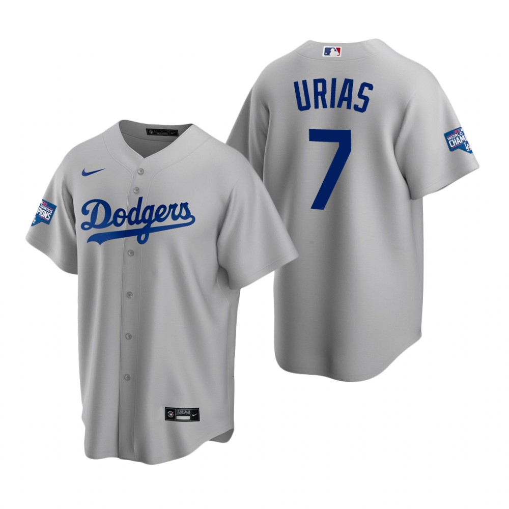 Los Angeles Dodgers 7 Julio Urias Gray 2020 World Series Champions Replica Jersey