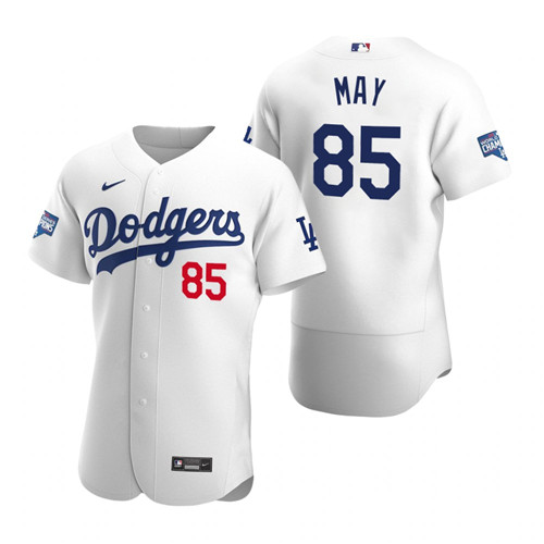 Los Angeles Dodgers 85 Dustin May White 2020 World Series Champions Authentic Jersey