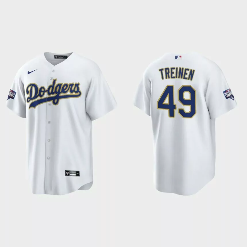 Los Angeles Dodgers Blake Treinen 2021 Gold Program White Gold Replica Jersey