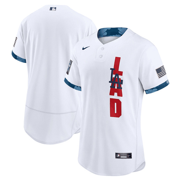 Los Angeles Dodgers Blank 2021 White All-Star Flex Base Stitched MLB Jersey