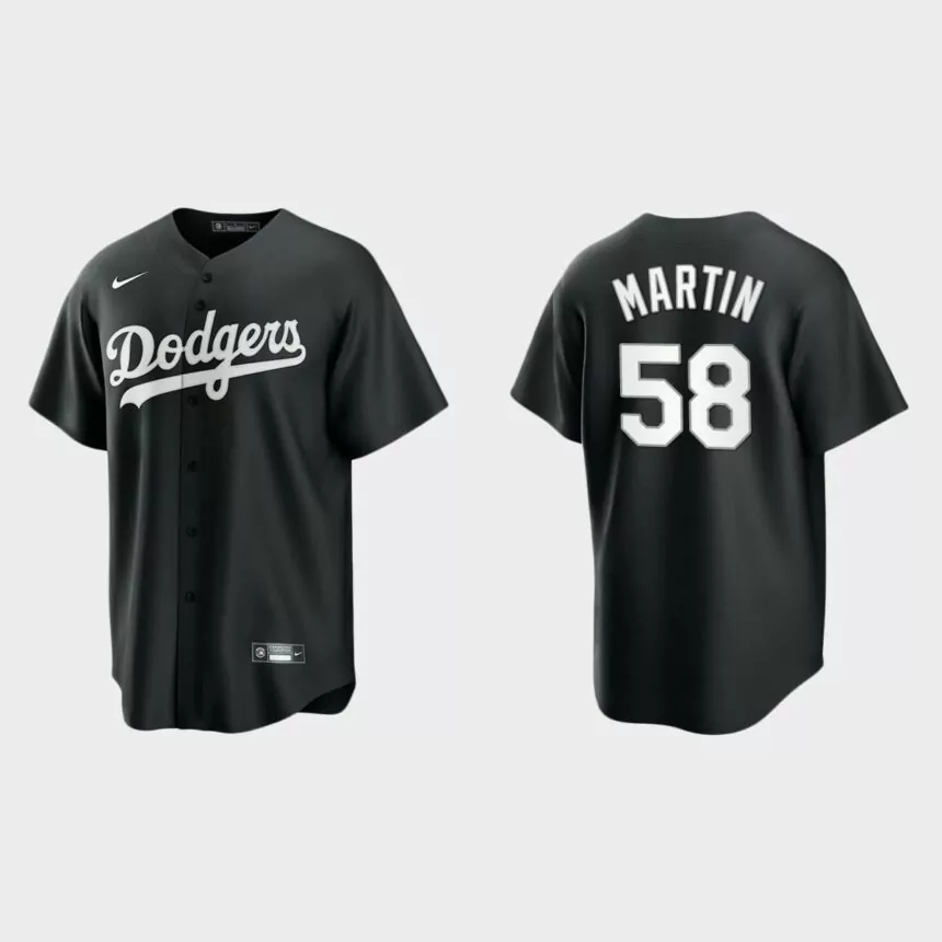 Los Angeles Dodgers Chris Martin Replica Official Jersey – Black White