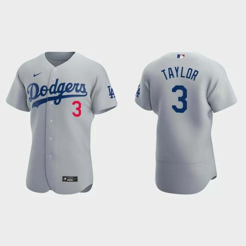 Los Angeles Dodgers Chris Taylor #3 Gray Authentic 2020 Alternate Jersey