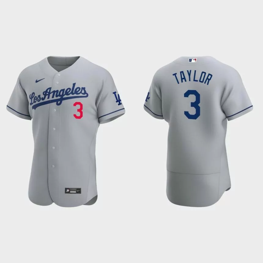 Los Angeles Dodgers Chris Taylor #3 Gray Authentic 2020 Road Jersey