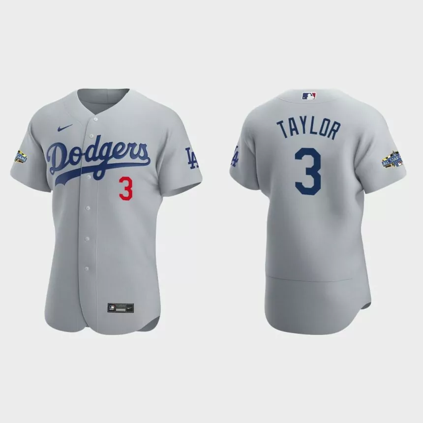 Los Angeles Dodgers Chris Taylor #3 Gray Authentic Patch 2020 Alternate Jersey