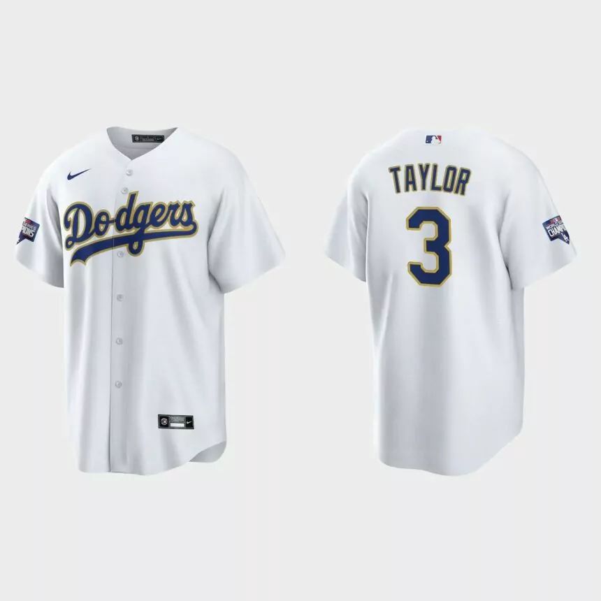 Los Angeles Dodgers Chris Taylor 2021 Gold Program White Gold Replica Jersey