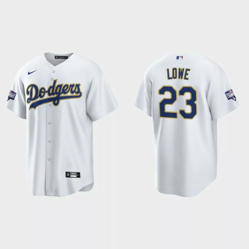 Los Angeles Dodgers Derek Lowe 2021 Gold Program White Gold Replica Jersey