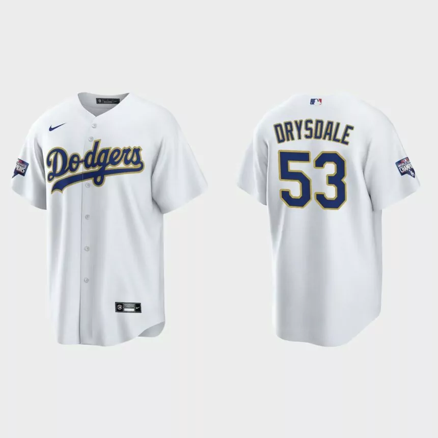 Los Angeles Dodgers Don Drysdale 2021 Gold Program White Gold Replica Jersey