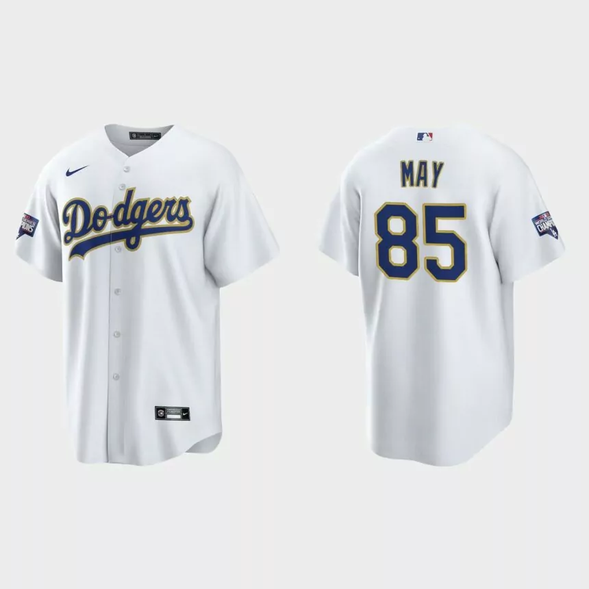 Los Angeles Dodgers Dustin May 2021 Gold Program White Gold Replica Jersey