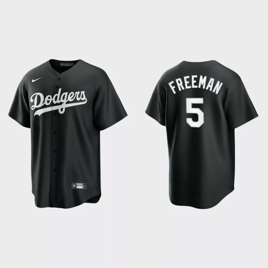 Los Angeles Dodgers Freddie Freeman Replica Official Jersey – Black White