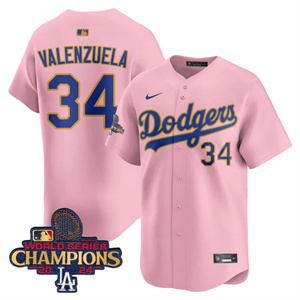 Los Angeles Dodgers Gold 2025 Jersey - All Stitched Cherry Blossom Fernando Valenzuela 34