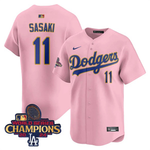 Los Angeles Dodgers Gold 2025 Jersey - All Stitched Cherry Blossom Roki Sasaki11