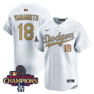 Los Angeles Dodgers Gold 2025 Jersey - All Stitched White Gold Yamamoto - 18