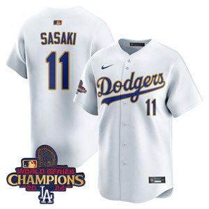 Los Angeles Dodgers Gold 2025 Jersey - All Stitched White Roki Sasaki 11