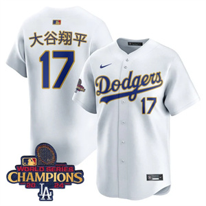 Los Angeles Dodgers Gold 2025 Jersey - All Stitched White Shohei Ohtani (Kanji) 17