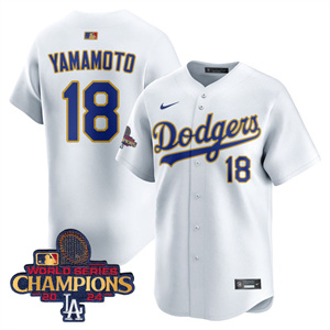 Los Angeles Dodgers Gold 2025 Jersey - All Stitched White Yamamoto 18