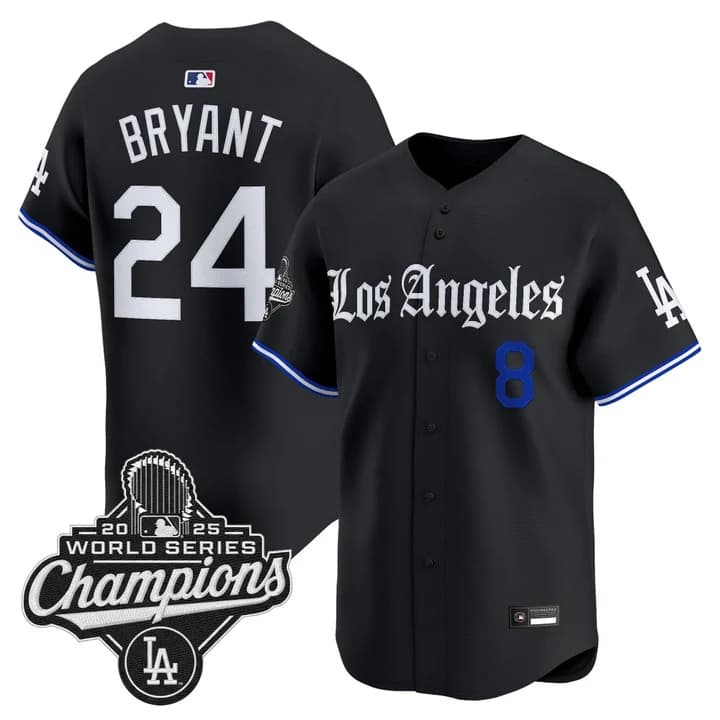 Los Angeles Dodgers Gothic Edition Vapor Premier Limited Jersey - All Stitched Kobe Bryant