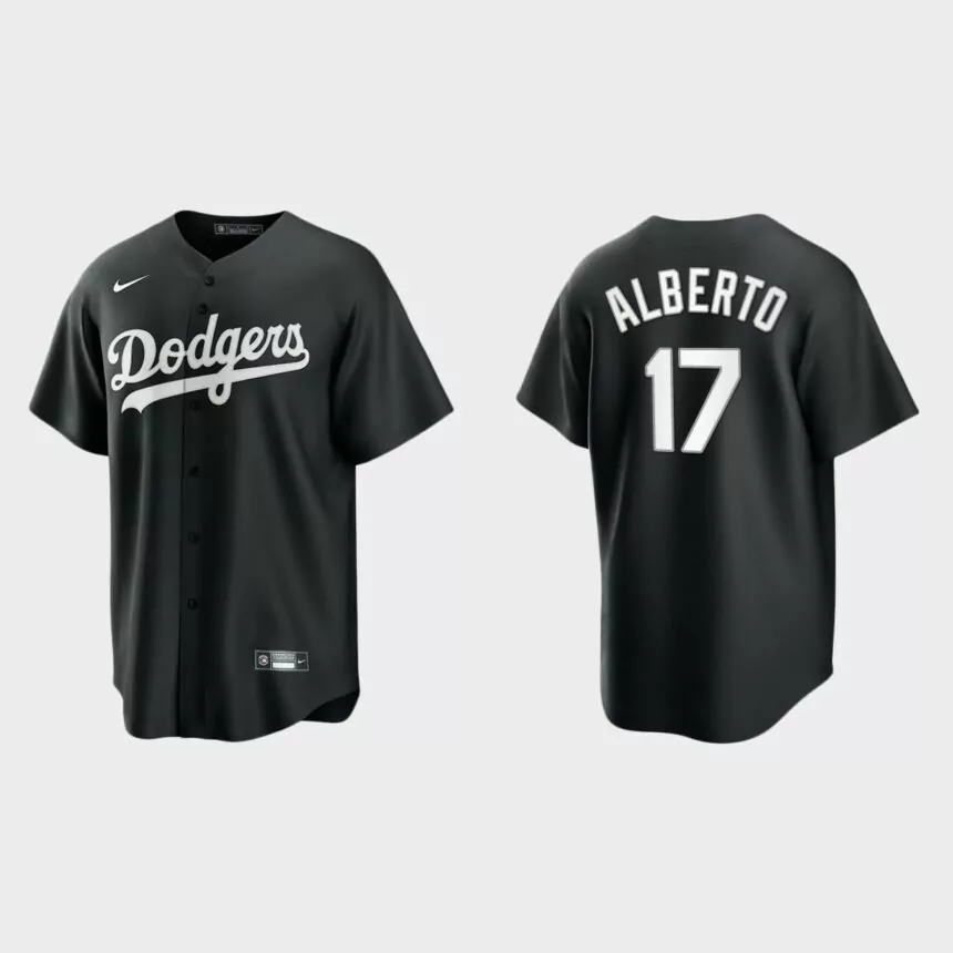 Los Angeles Dodgers Hanser Alberto Replica Official Jersey – Black White