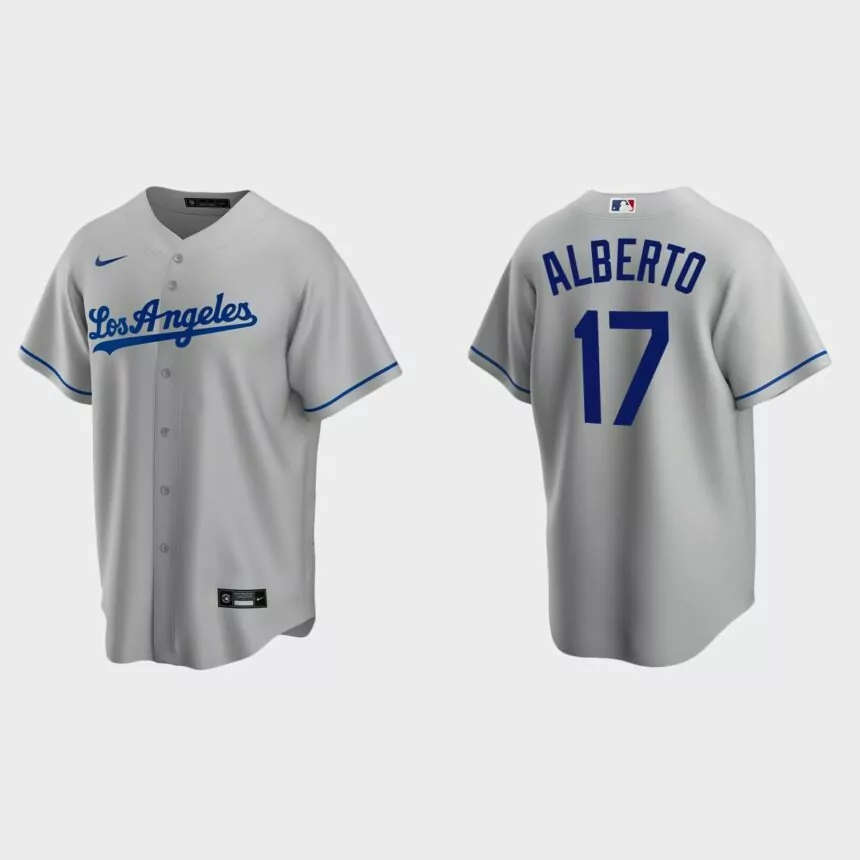 Los Angeles Dodgers Hanser Alberto Replica Road Jersey – Gray