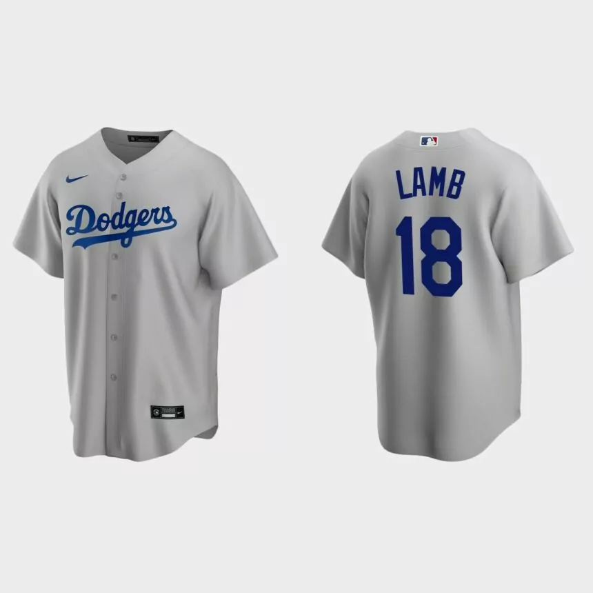 Los Angeles Dodgers Jake Lamb Replica Alternate Jersey – Gray