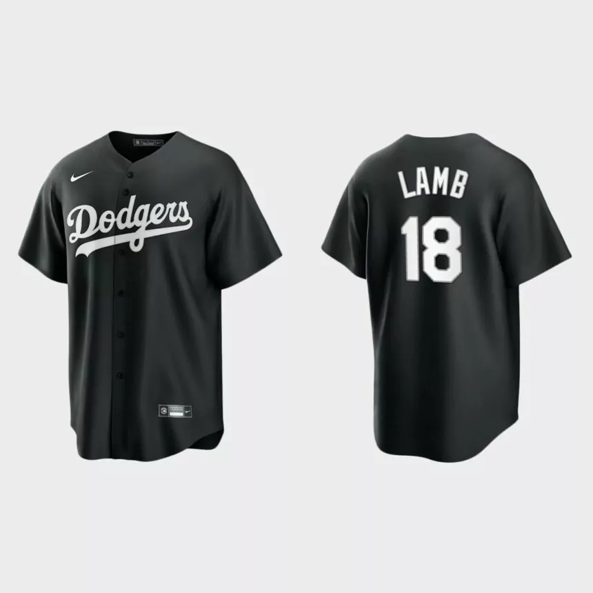 Los Angeles Dodgers Jake Lamb Replica Official Jersey – Black White