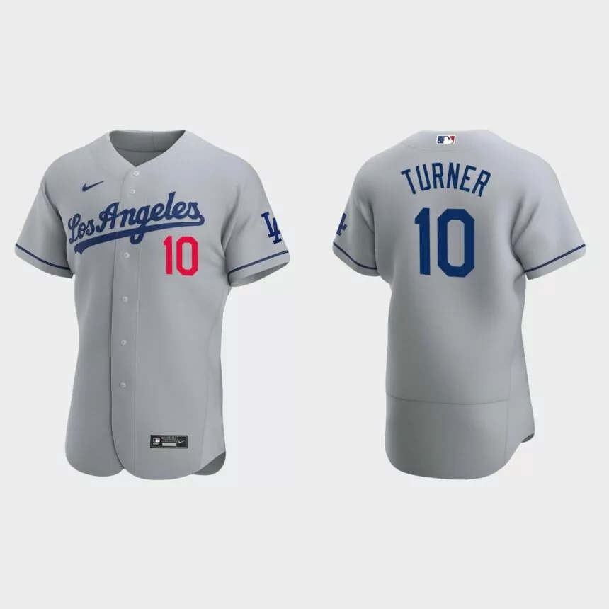 Los Angeles Dodgers Justin Turner #10 Gray Authentic 2020 Road Jersey
