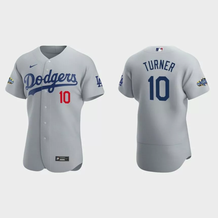 Los Angeles Dodgers Justin Turner #10 Gray Authentic Patch 2020 Alternate Jersey