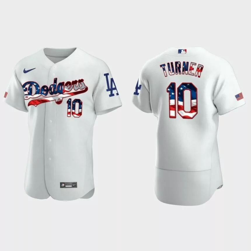 Los Angeles Dodgers Justin Turner 2020 Stars & Stripes 4th of July Jersey – White