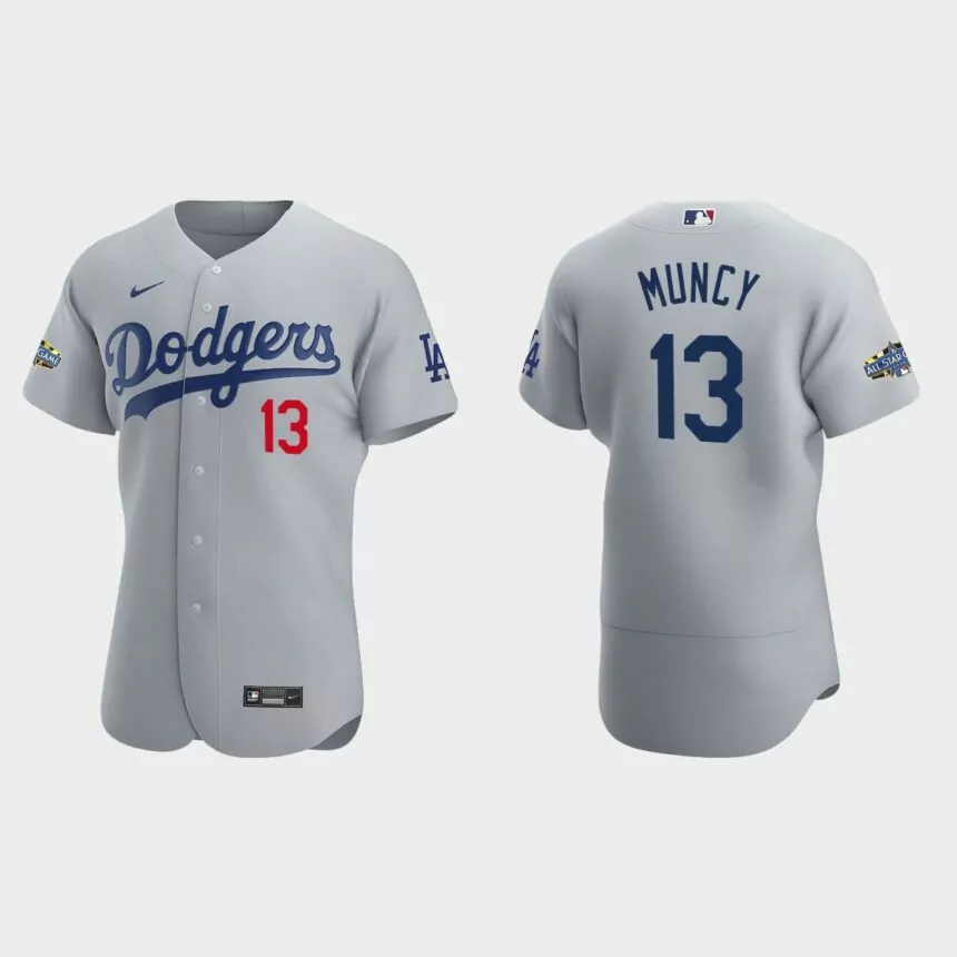 Los Angeles Dodgers Max Muncy #13 Gray Authentic Patch 2020 Alternate Jersey