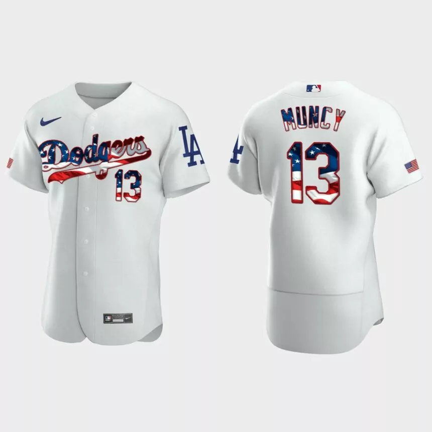 Los Angeles Dodgers Max Muncy 2020 Stars & Stripes 4th of July Jersey – White