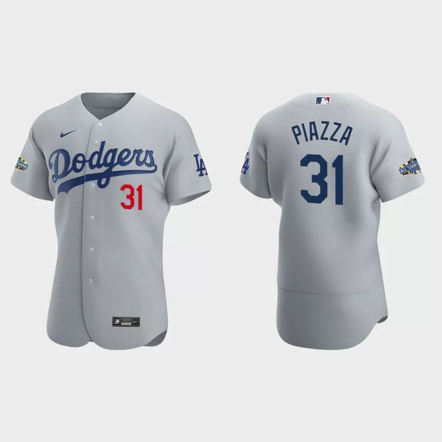 Los Angeles Dodgers Mike Piazza #31 Gray Authentic Patch 2020 Alternate Jersey