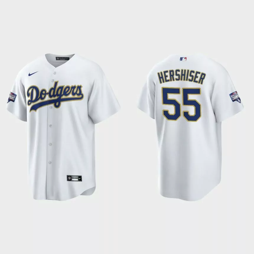 Los Angeles Dodgers Orel Hershiser 2021 Gold Program White Gold Replica Jersey
