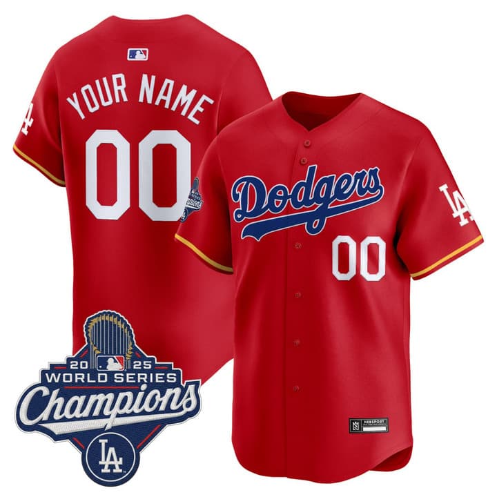 Los Angeles Dodgers Red Custom Jersey - All Stitched