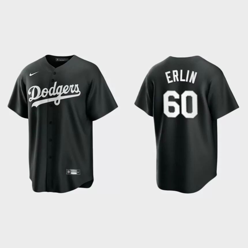 Los Angeles Dodgers Robbie Erlin Replica Official Jersey – Black White
