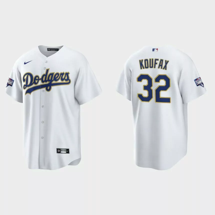 Los Angeles Dodgers Sandy Koufax 2021 Gold Program White Gold Replica Jersey