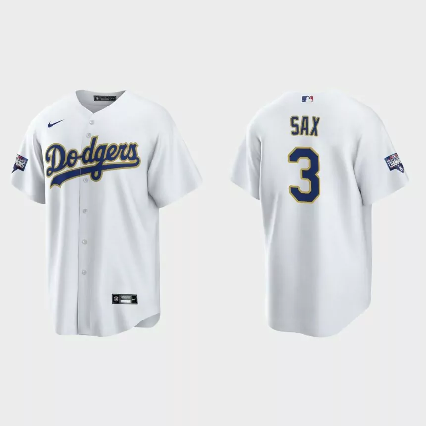 Los Angeles Dodgers Steve Sax 2021 Gold Program White Gold Replica Jersey