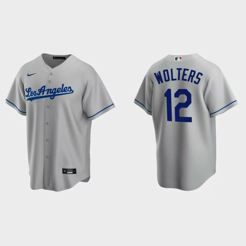 Los Angeles Dodgers Tony Wolters Replica Road Jersey – Gray