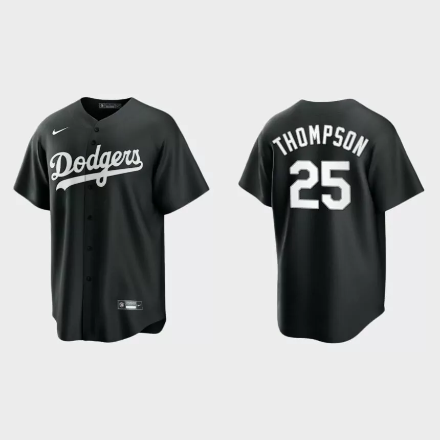 Los Angeles Dodgers Trayce Thompson Replica Official Jersey – Black White