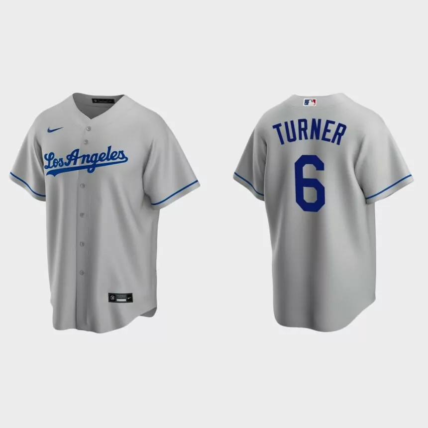 Los Angeles Dodgers Trea Turner Replica Road Jersey – Gray