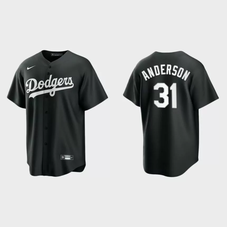 Los Angeles Dodgers Tyler Anderson Replica Official Jersey – Black White
