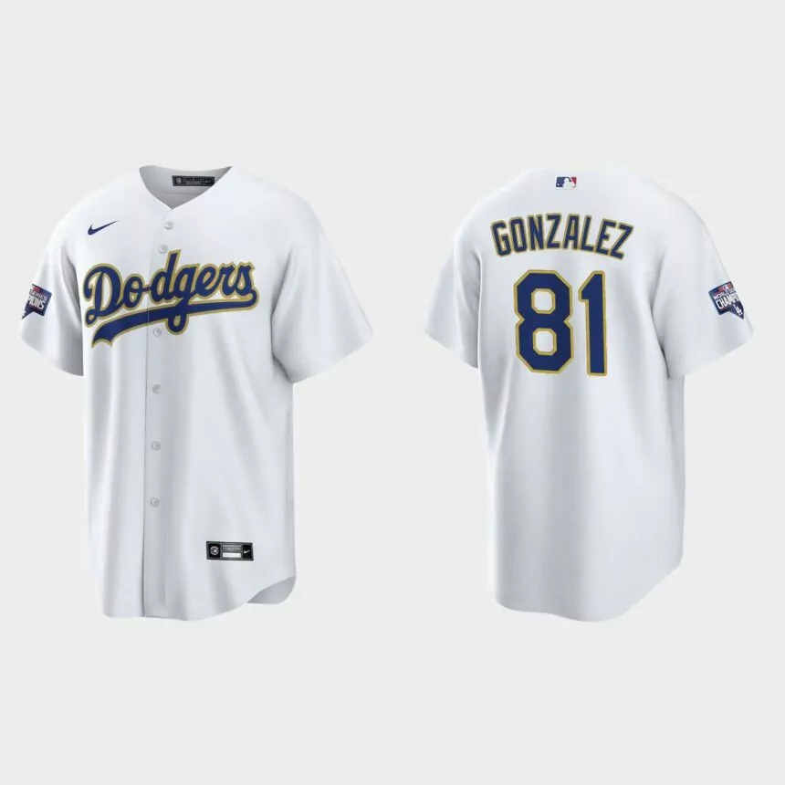 Los Angeles Dodgers Victor Gonzalez 2021 Gold Program White Gold Replica Jersey