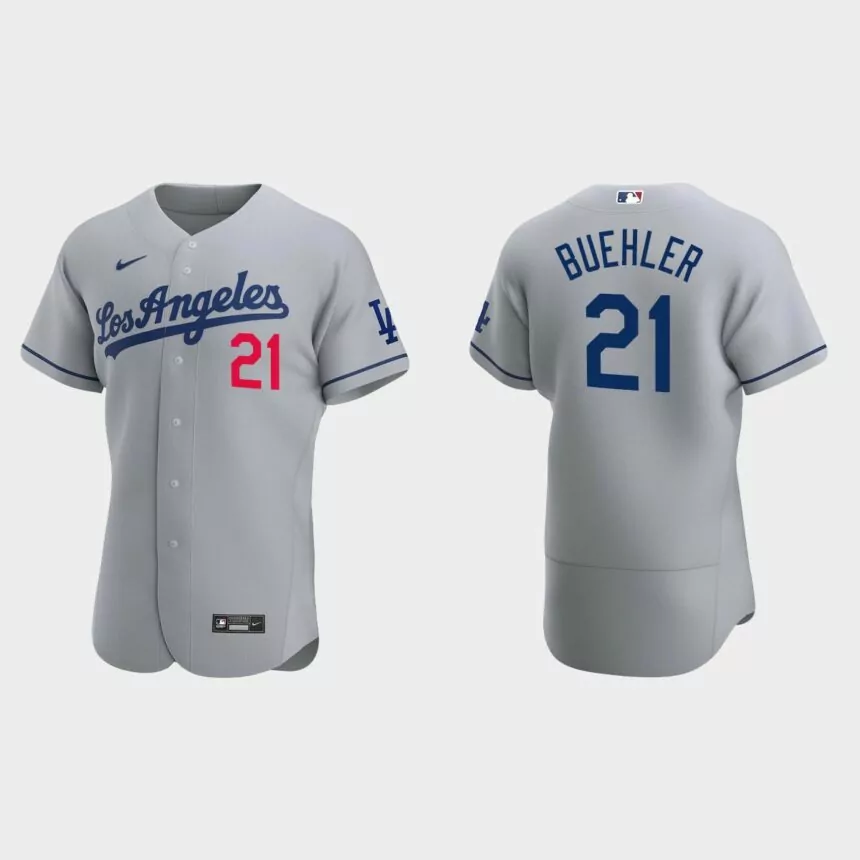 Los Angeles Dodgers Walker Buehler #21 Gray Authentic 2020 Road Jersey