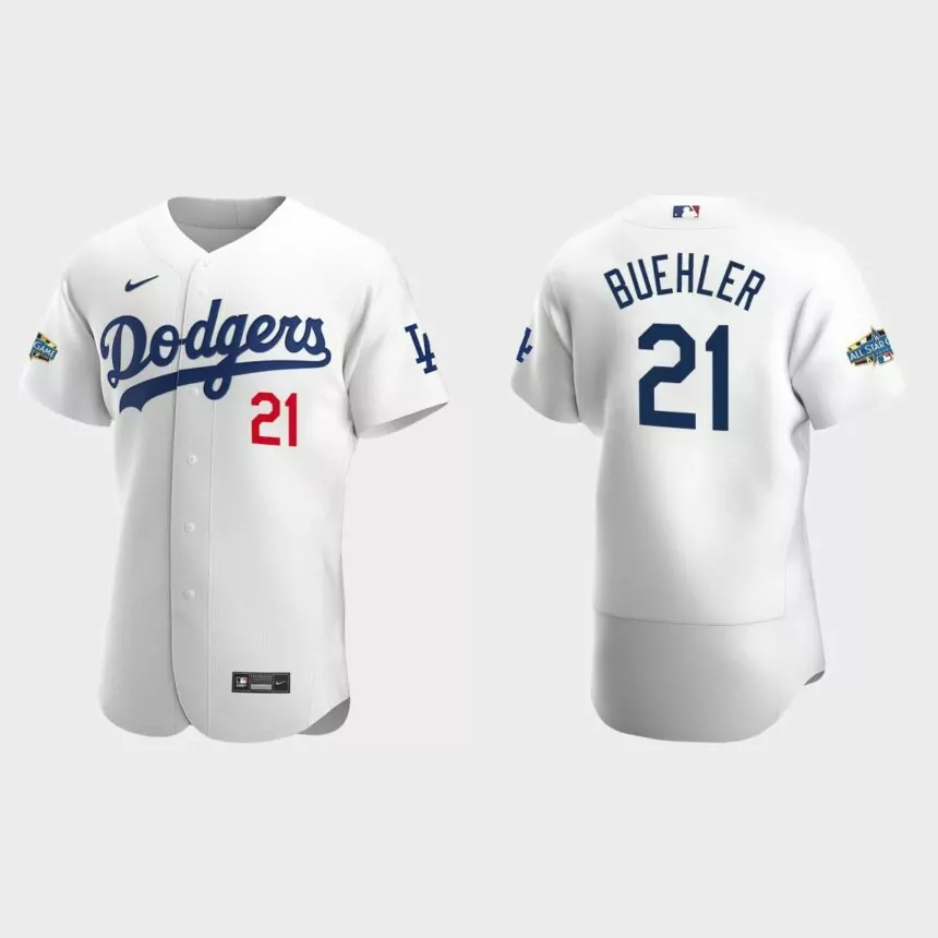Los Angeles Dodgers Walker Buehler #21 White Authentic Patch 2020 Home Jersey