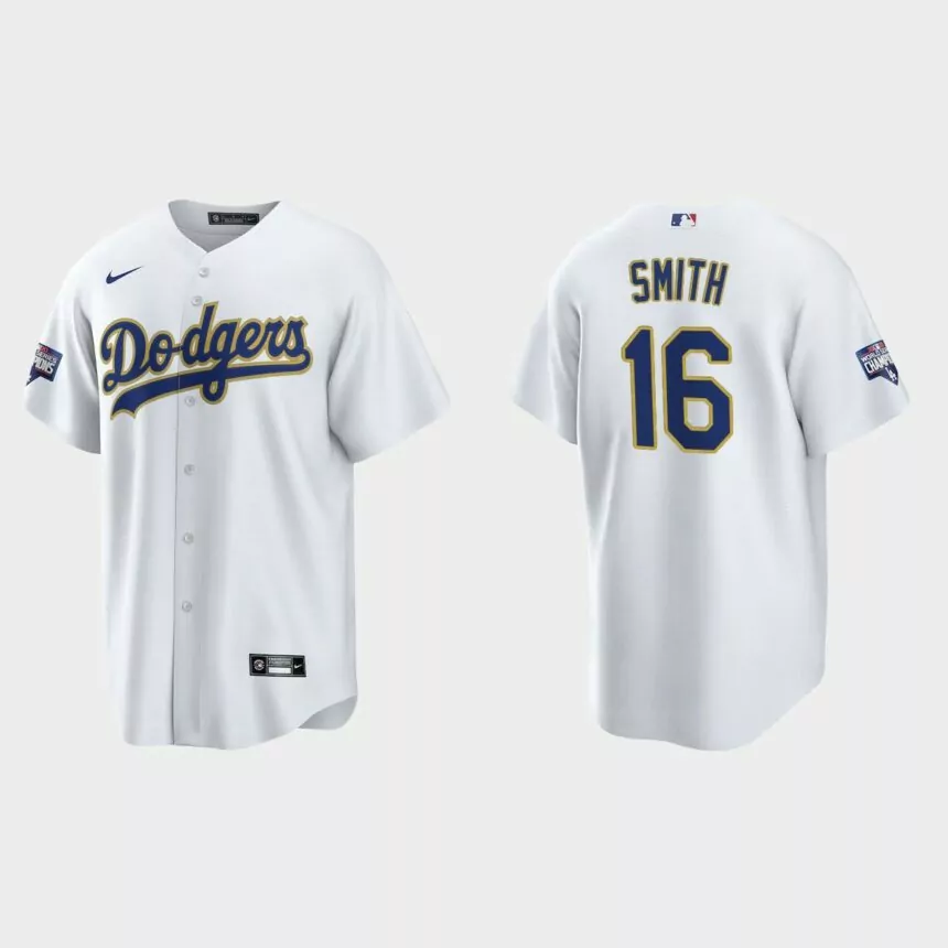 Los Angeles Dodgers Will Smith 2021 Gold Program White Gold Replica Jersey